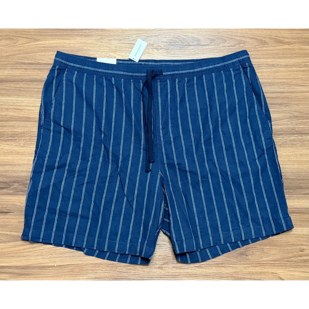 Banana Republic Deck Short 7" Navy White Stripe Linen Blend Men's Sz XXL
